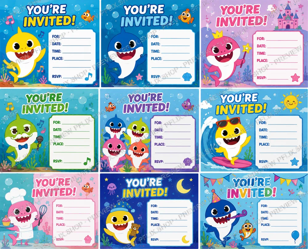 Baby Shark Birthday Invitations