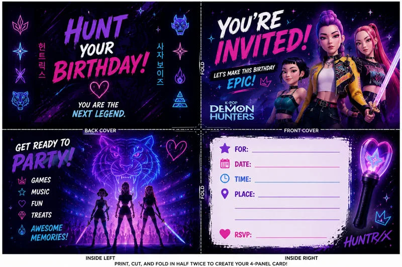 Neon K-Pop Demon Hunters Invitation