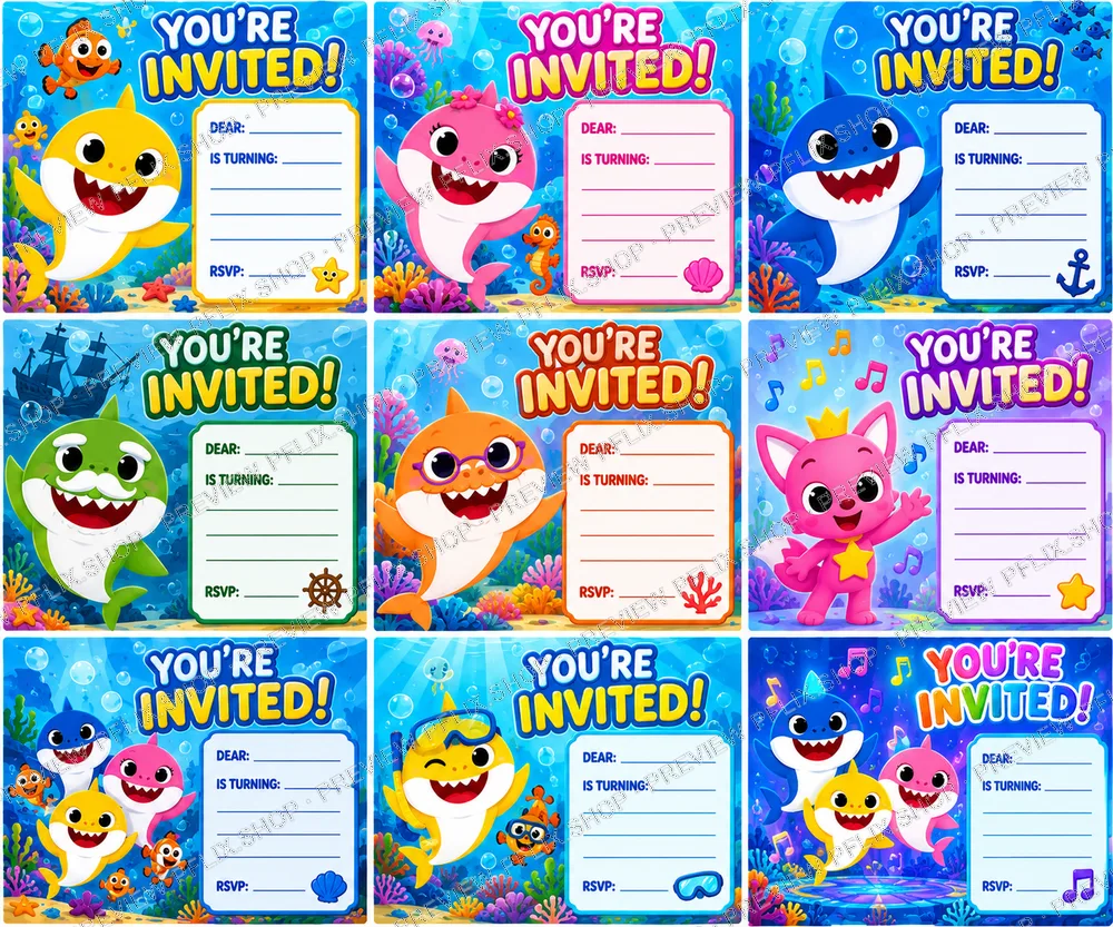 Underwater Shark Party Invitations