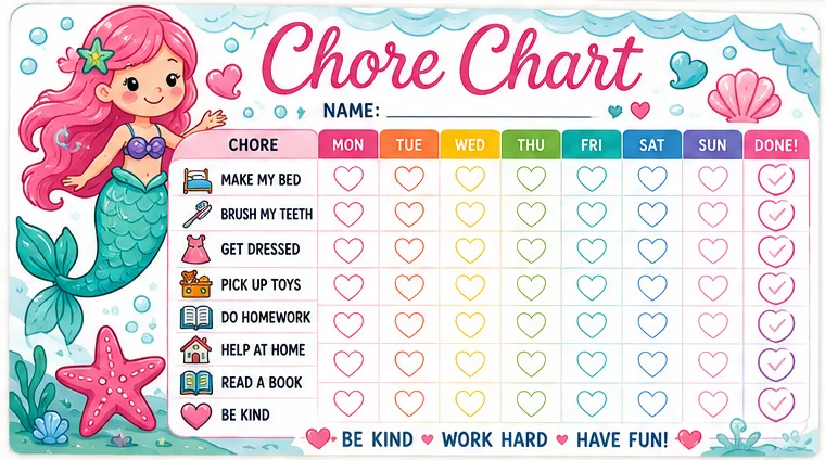 Mermaid Chore Chart