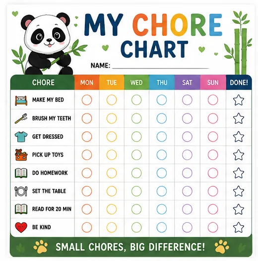 Panda Chore Chart