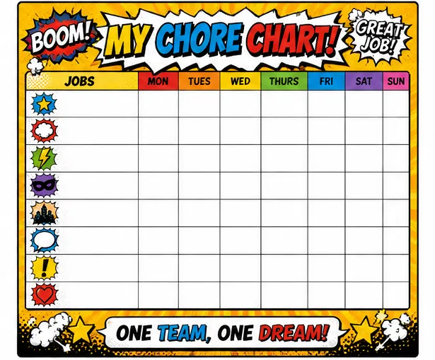 Comic Chore Chart — Yellow