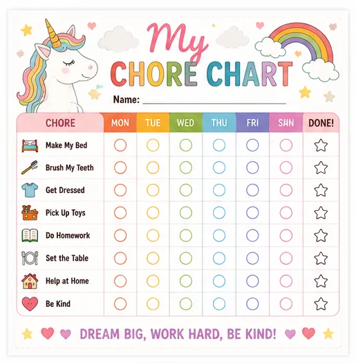 Unicorn Chore Chart
