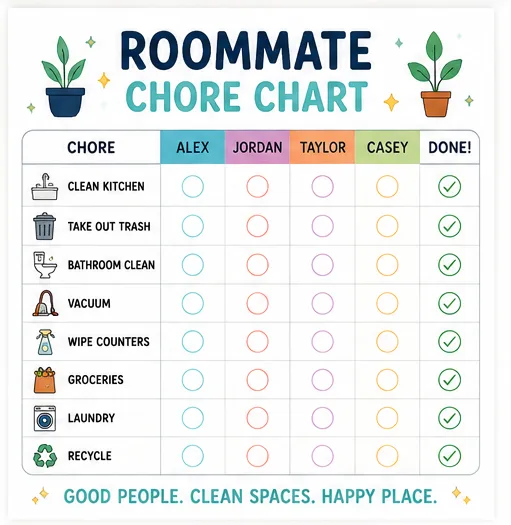 Roommate Chore Chart