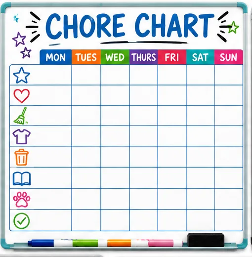 Blue Whiteboard Chore Chart