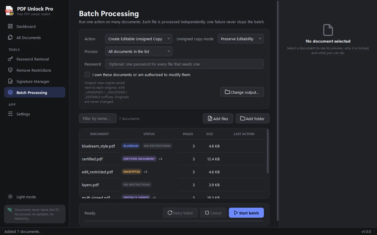 PDF Unlock Pro — Batch